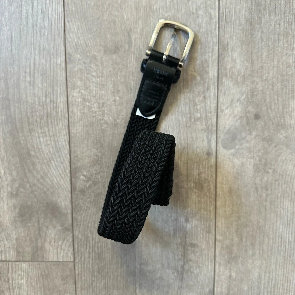 Vintage Boys Black Woven Braided Leather Belt Size Small “Jake” Engraved